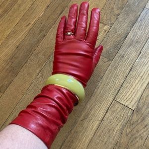Glam long genuine red leather gloves 💁🏻‍♀️